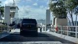 The only way in or out of Fisher Island Florida is through this ferry. The car in front of me is getting on the ferry