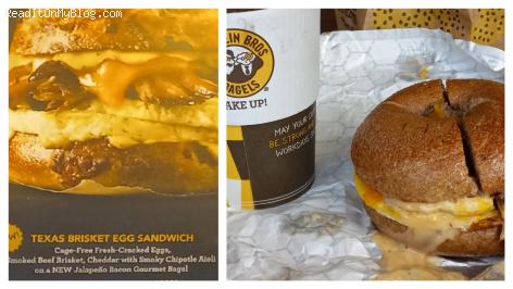 Einstein Bros Bagels Texas brisket egg sandwich. This is what made me walk in the first time to order