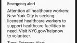 COVID-19 emergency alert all New York City Health Care workers